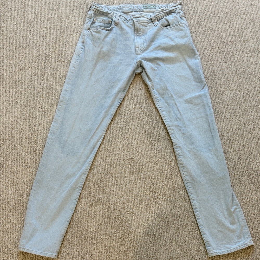 AG Adriano Goldschmied Men's Light Gray Slim Jeans 33/34 Slim 97% Cotton